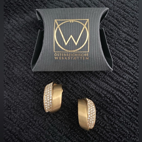 Ciro Brushed Gold Tone Clip On Earrings from Osterreichische Werkstatten - Picture 1 of 2